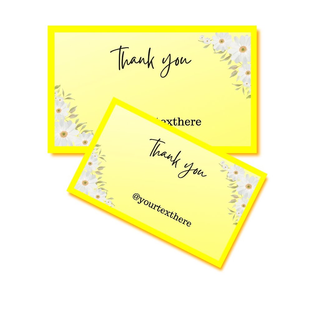 White Floral Border Custom Thank You Cards